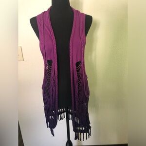 Rock&Roll Cowgirl Western fringe vest, Purple Ombré, Large